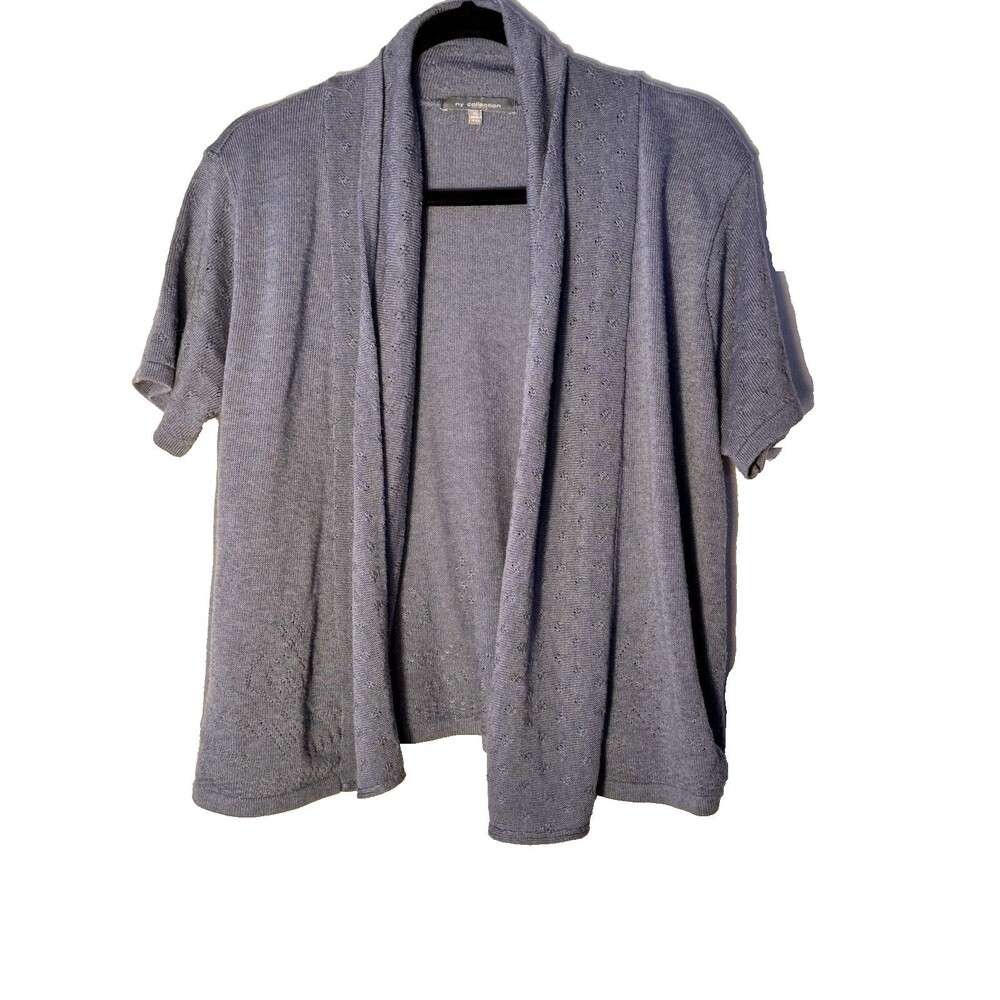 NY Collection Women's Open Knit Cardigan Blue, Size XL